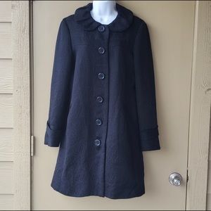 Nicole by Nicole Miller Black Ruffled Peacoat